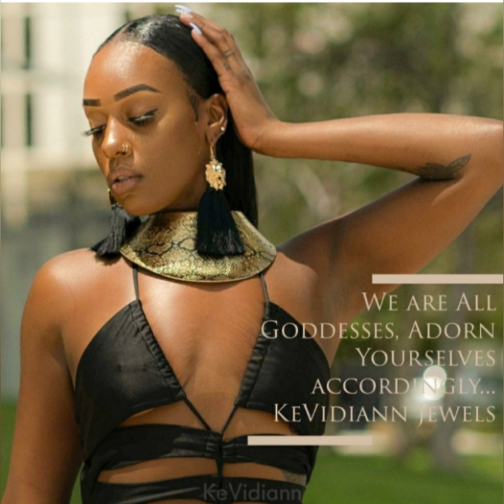 Black Tassel & Gold Lion Earrings